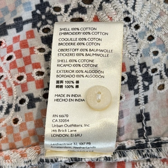 Maeve Ruffled Tie Waist Blouse in Colorful Granny-Square Eyelet Print, S - Picture 15 of 16